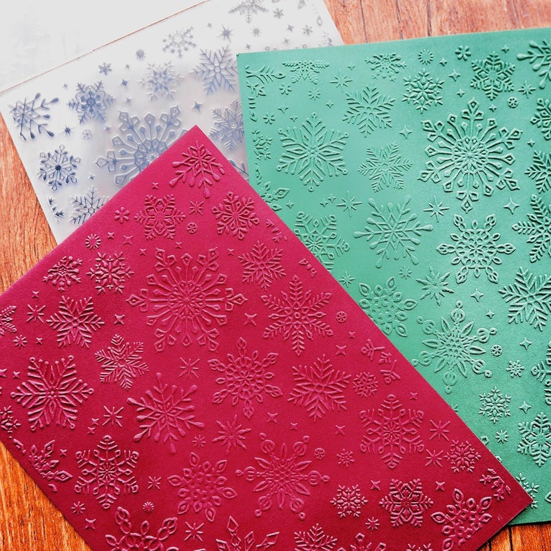 Arbuya Snowflakes Texture Plastic Embossing Folders for Card Making, Christmas Snowflake Embossing Folder DIY Craft Folders Template Stencils for Scrapbooking Photo Album Decoration 5“x7” - Image 4